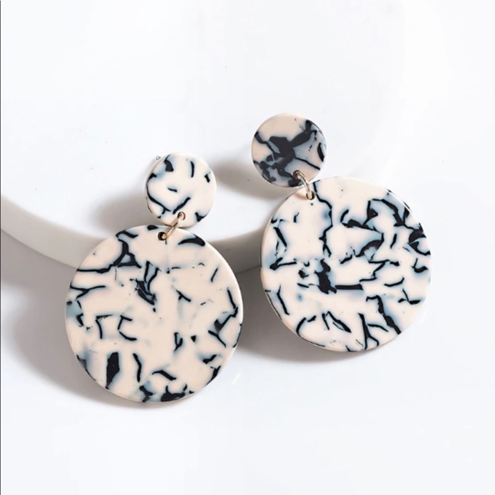 COPY - Teal & White Geometric Summer Earrings